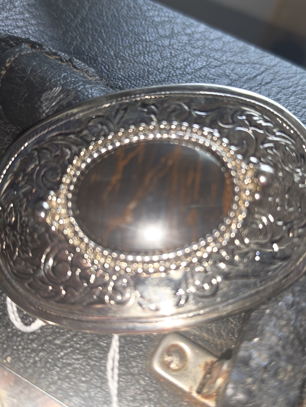 Ornate Oval Buckle with Austrailian Tiger's Eye Center